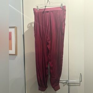 Johnny Was Satin Burgundy Jogger Points